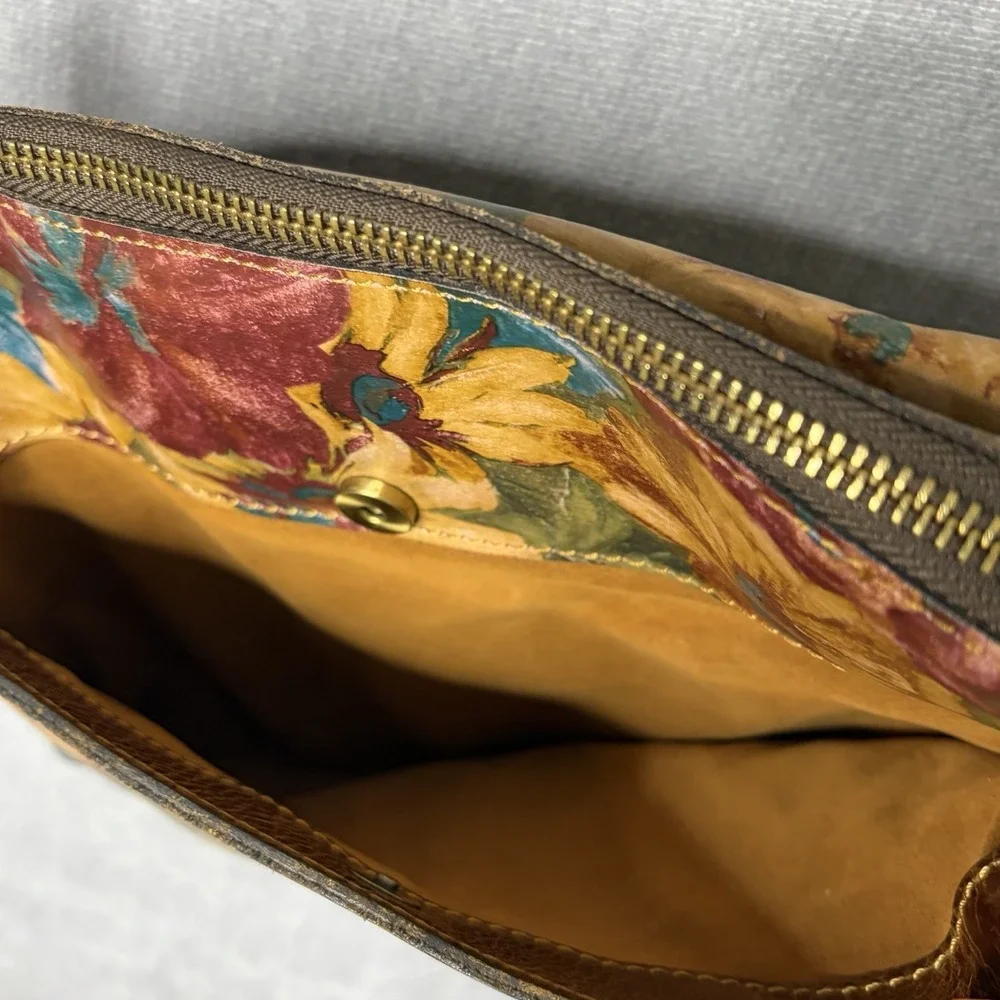 Patricia Nash Avellino Fresco Bouquet Leather Crossbody Bag Floral Adjustable